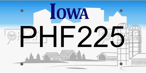 PHF225 Iowa License Plate