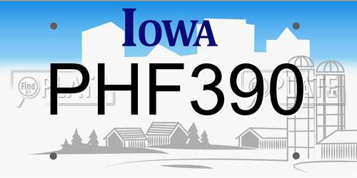 PHF390 Iowa License Plate