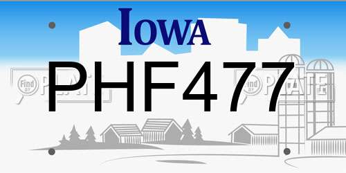 PHF477 Iowa License Plate