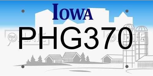 PHG370 Iowa License Plate