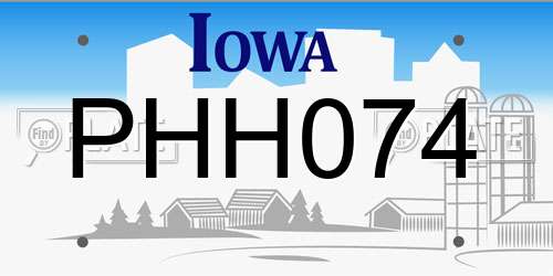 PHH074 Iowa License Plate