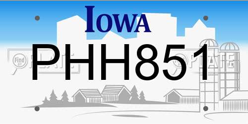 PHH851 Iowa License Plate