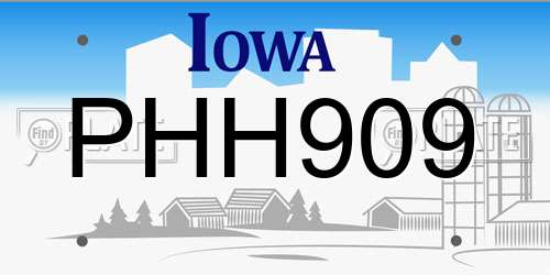 PHH909 Iowa License Plate