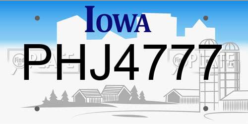 PHJ4777 Iowa License Plate