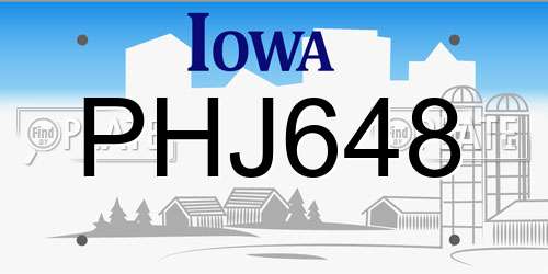 PHJ648 Iowa License Plate