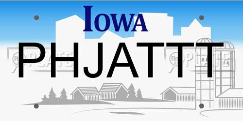 PHJATTT Iowa License Plate