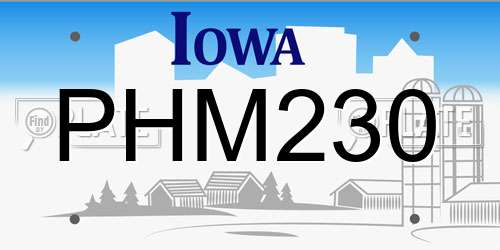 PHM230 Iowa License Plate