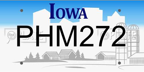 PHM272 Iowa License Plate