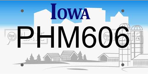 PHM606 Iowa License Plate