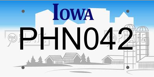 PHN042 Iowa License Plate