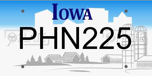 PHN225 Iowa License Plate
