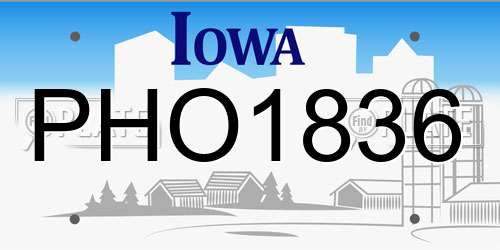 PHO1836 Iowa License Plate