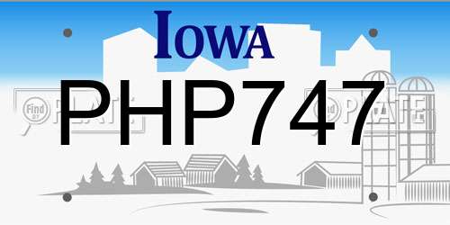 PHP747 Iowa License Plate