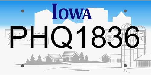PHQ1836 Iowa License Plate
