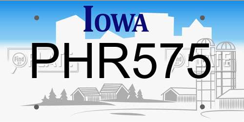 PHR575 Iowa License Plate