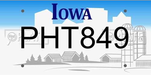 PHT849 Iowa License Plate