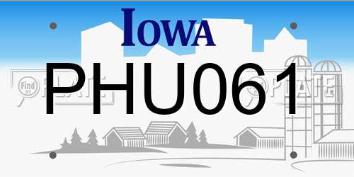 PHU061 Iowa License Plate