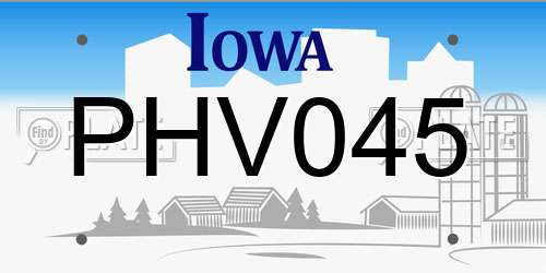 PHV045 Iowa License Plate