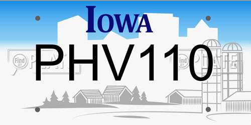 PHV110 Iowa License Plate