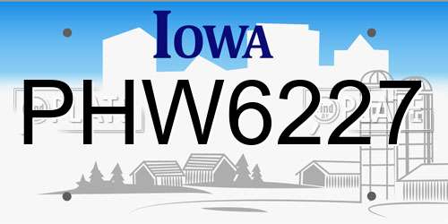 PHW6227 Iowa License Plate