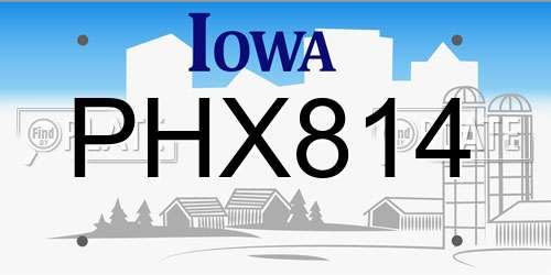 PHX814 Iowa License Plate