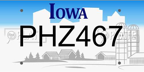 PHZ467 Iowa License Plate