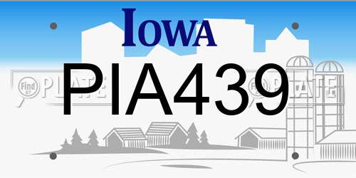 PIA439 Iowa License Plate
