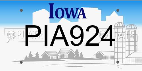 PIA924 Iowa License Plate