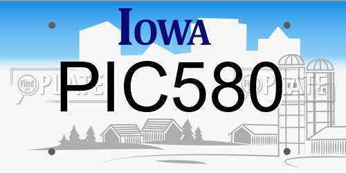 PIC580 Iowa License Plate