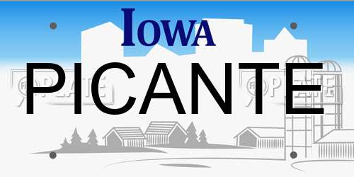 PICANTE Iowa License Plate