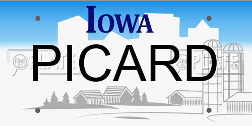 PICARD Iowa License Plate