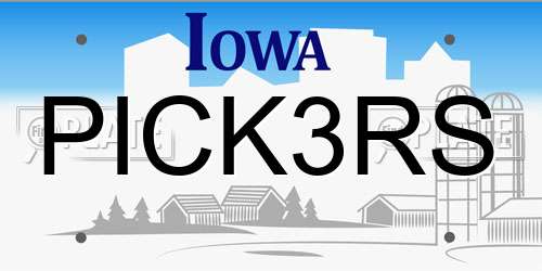 PICK3RS Iowa License Plate