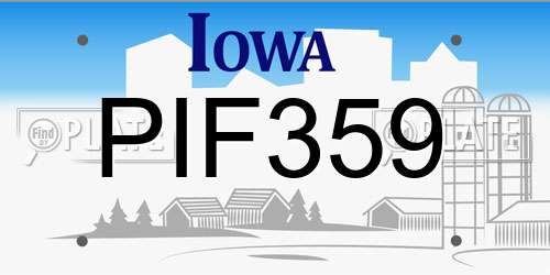 PIF359 Iowa License Plate