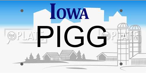 PIGG Iowa License Plate