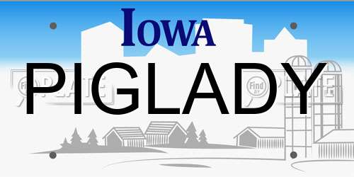 PIGLADY Iowa License Plate