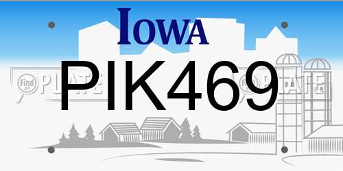 PIK469 Iowa License Plate