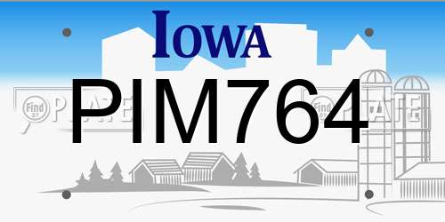 PIM764 Iowa License Plate