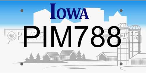 PIM788 Iowa License Plate