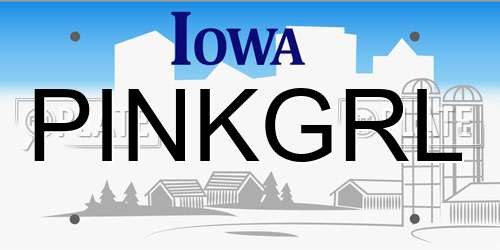PINKGRL Iowa License Plate