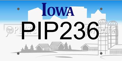 PIP236 Iowa License Plate