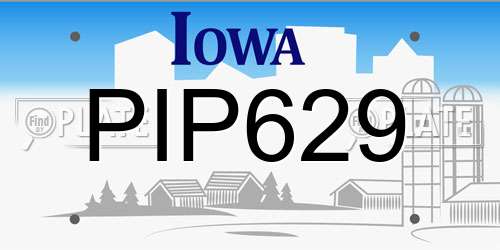 PIP629 Iowa License Plate
