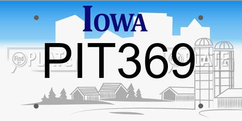 PIT369 Iowa License Plate