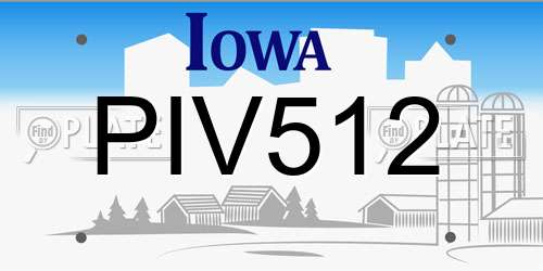 PIV512 Iowa License Plate
