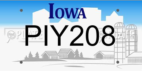 PIY208 Iowa License Plate