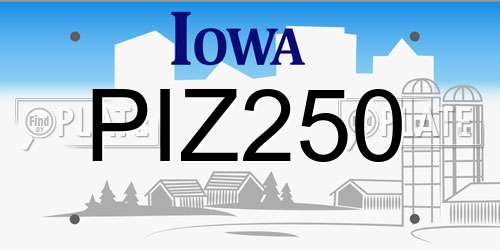PIZ250 Iowa License Plate