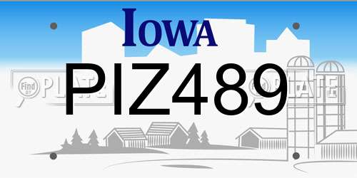 PIZ489 Iowa License Plate