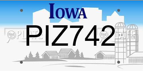 PIZ742 Iowa License Plate
