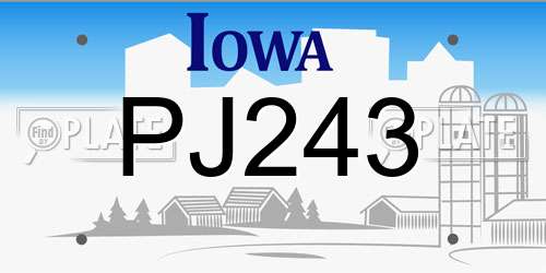 PJ243 Iowa License Plate