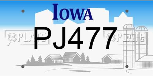 PJ477 Iowa License Plate