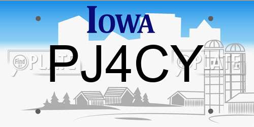 PJ4CY Iowa License Plate